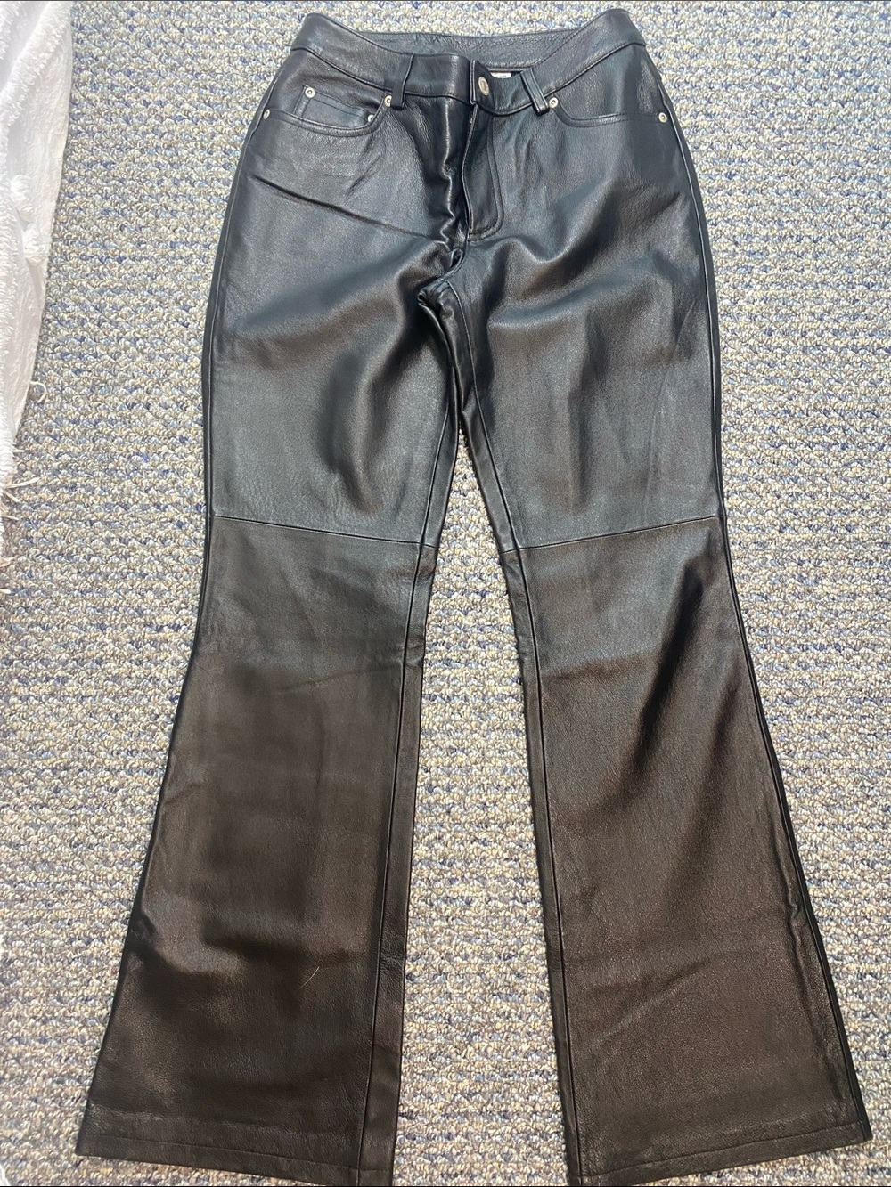 High-Rise Black Faux Leather Flare Jeans
